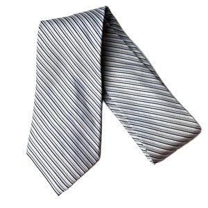 Calvin Klein Necktie Blue Grey All Silk Diagonal Stripe Men Accessories Neck Tie